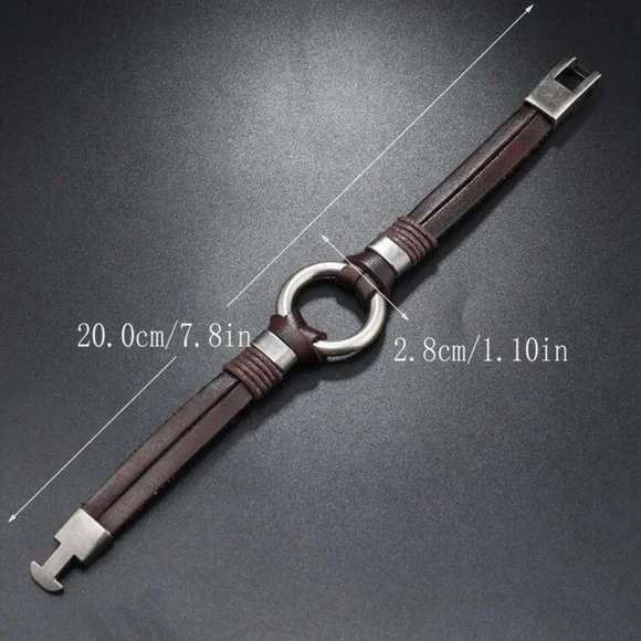 Men Rock Style Metallic Ring Simple Bracelet - Picture 6 of 6